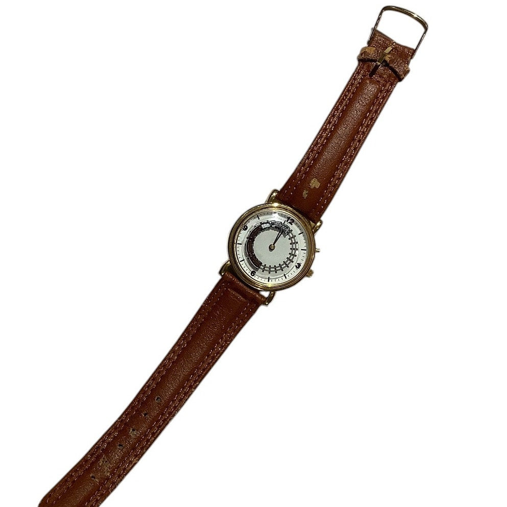 Great American Unisex Gold Tone Wristwatch, Brown Leather Band, Non-Operable