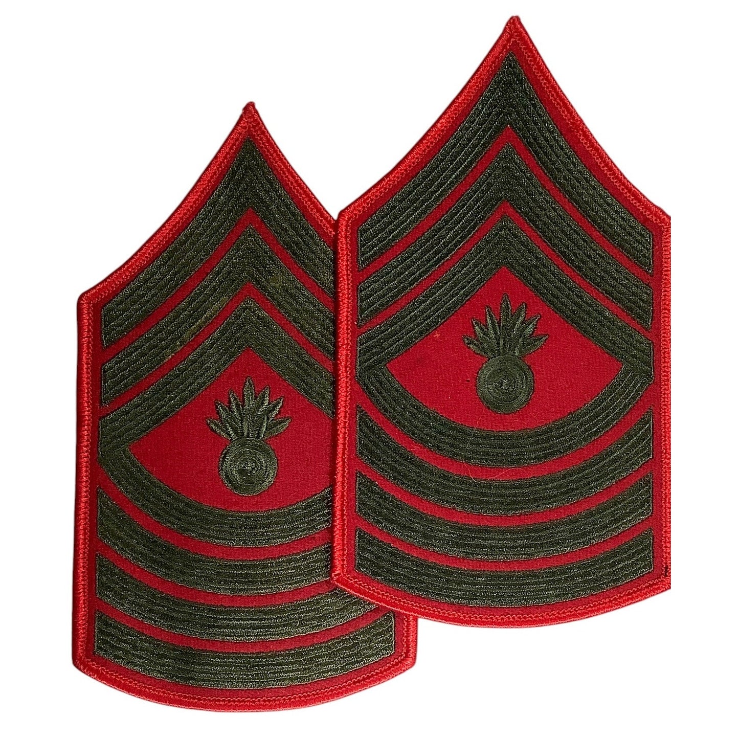1 Set US Marine Corps Master Gunnery Sergeant, Green/Red, 6-1/4"H x 3-1/2"W
