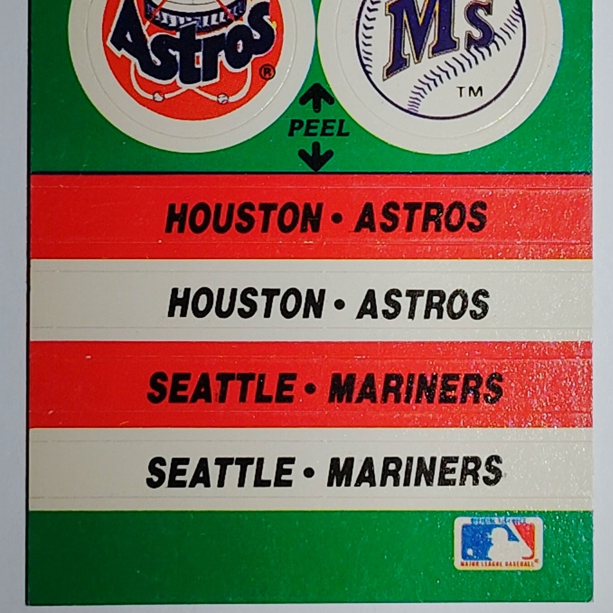1987 Fleer Team Sticker Astros/Mariners - Reverse: Oakland-Alameda Stadium VG/EX