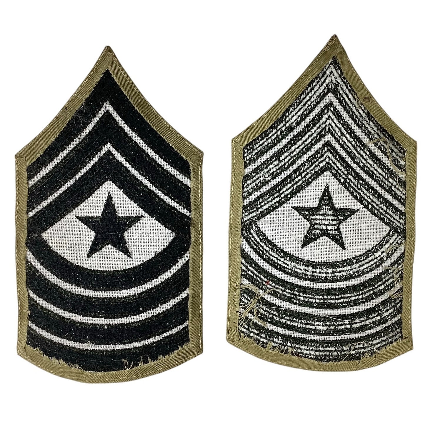 1 Set US Army Sergeant Major, Green/Khaki Insignia Patch, 6-1/8"H x 3-1/2"W