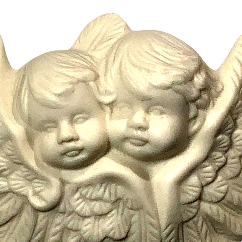 VTG Bisque Porcelain Baby Rose Gothic Cherub Trinket Dish 4.5"W x 3.5"D x 2.25"H