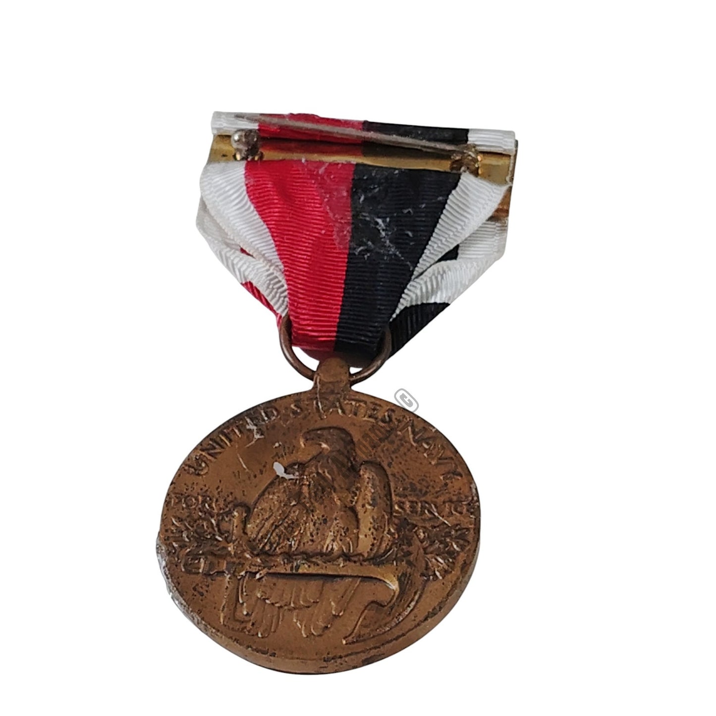 WWII U.S. Navy Occupation Services Medal Pinback, 1-1/4"D x 3"H Overall