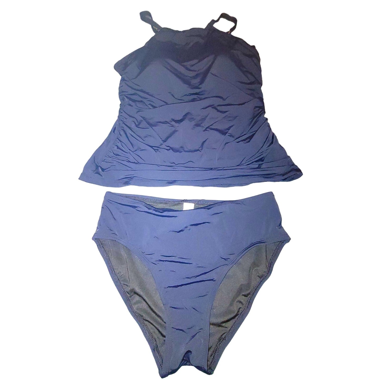 Tempt Me Two Piece High Neck Tankini Swimsuit Tummy Control Top, M (8-10)