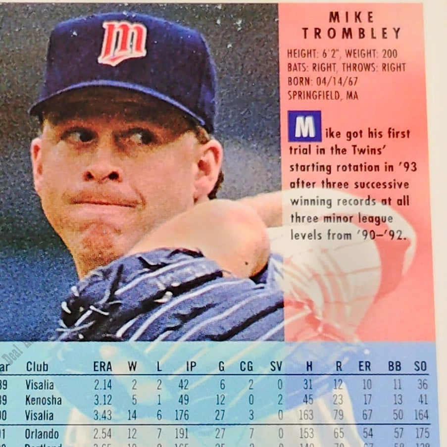 Mike Trombley, Minnesota Twins, #220, 1994 Fleer Baseball Collector's Card