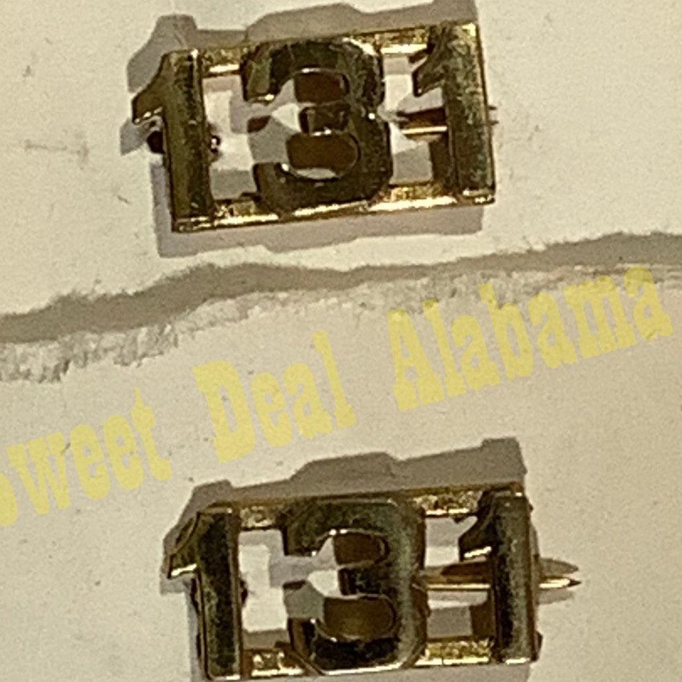 Early/Mid 1900s Brass C-Clasp "131" Collar Device 3/8"H Hat / Lapel Pins Set
