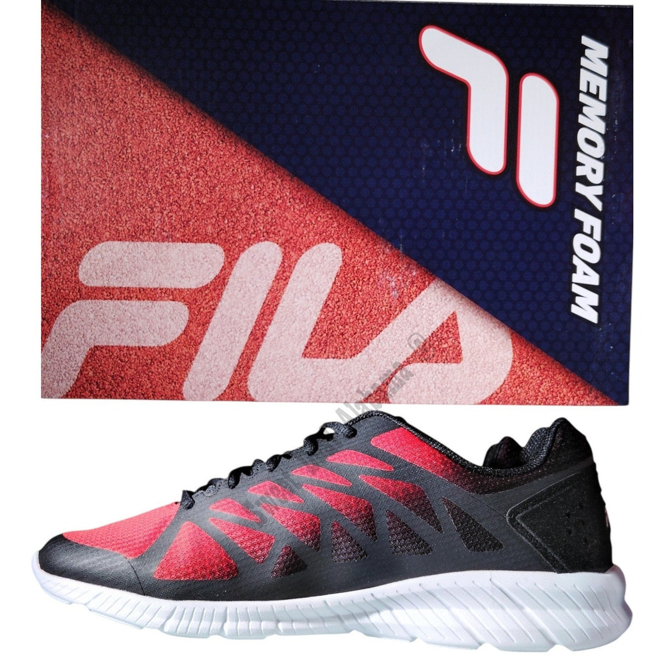 FILA Fantom 6 Men's Running Shoes, Memory Foam, Size 10, Red/Black, NIB