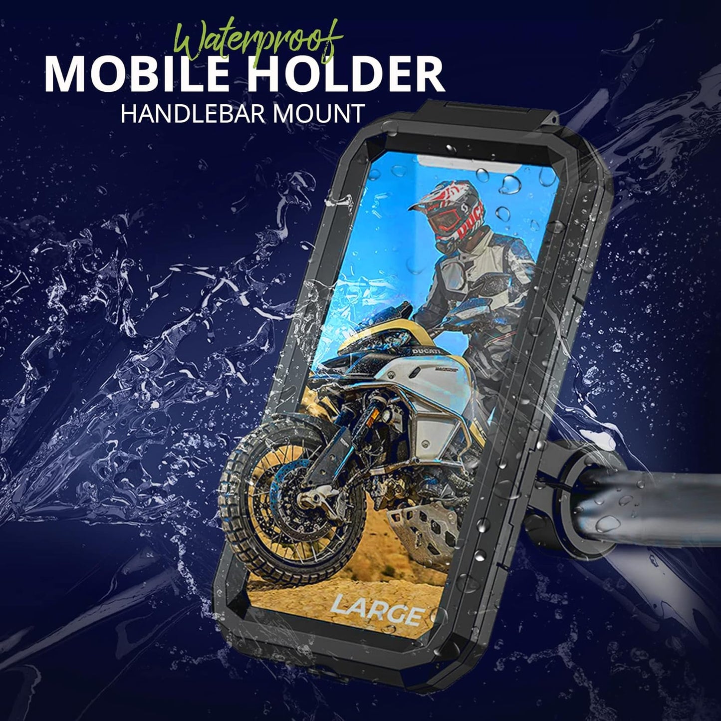 PITSTOP Anti-Theft Waterproof Motorcycle Phone Holder for 5.5"-6.8" Cellphones
