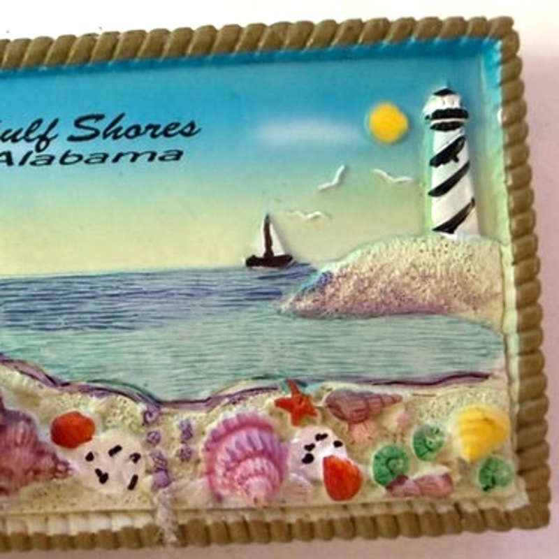 Gulf Shores Alabama 3D Resin Fridge Magnet Lighthouse Seashells Nautical 3"