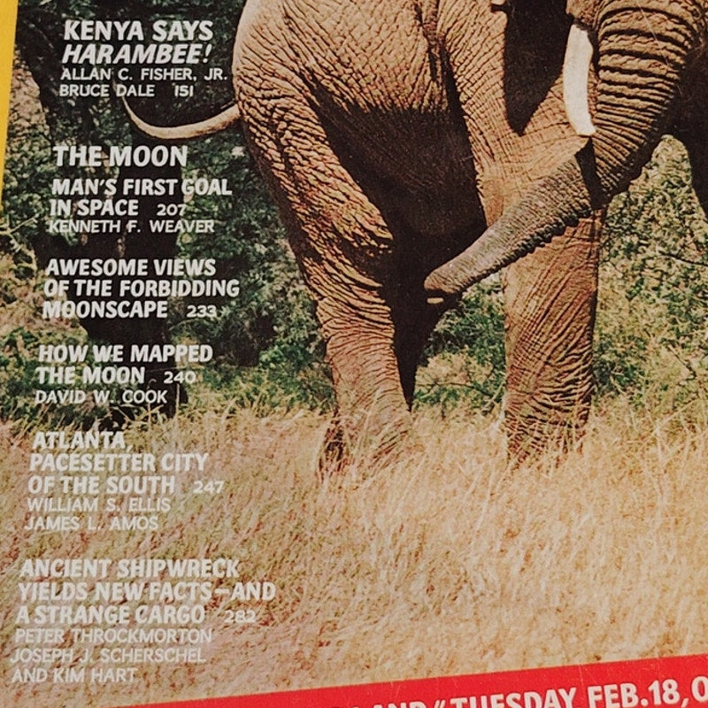 National Geographic – February 1969, Moon Mapping, Ancient Shipwreck, Atlanta
