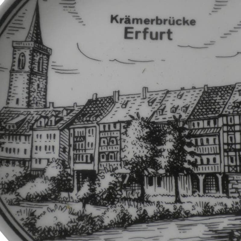 Theo Kohn Porcelain Plate, 7.5"D Krämerbrücke, Merchant's Bridge, Erfurt Germany