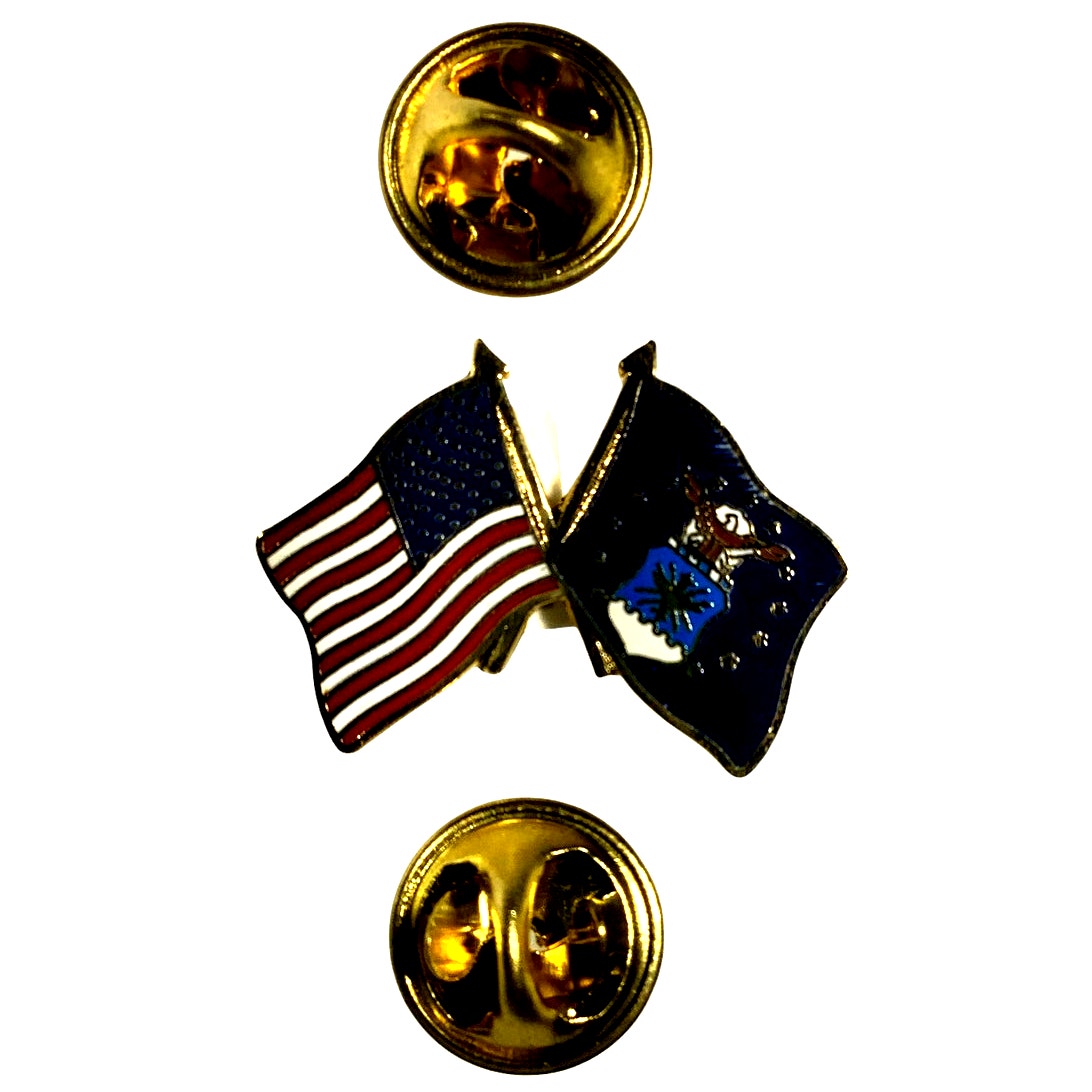 U.S. and Air Force Crossed Flags Lapel / Hat Pin 3/4"H x 1"W Unity and Strength