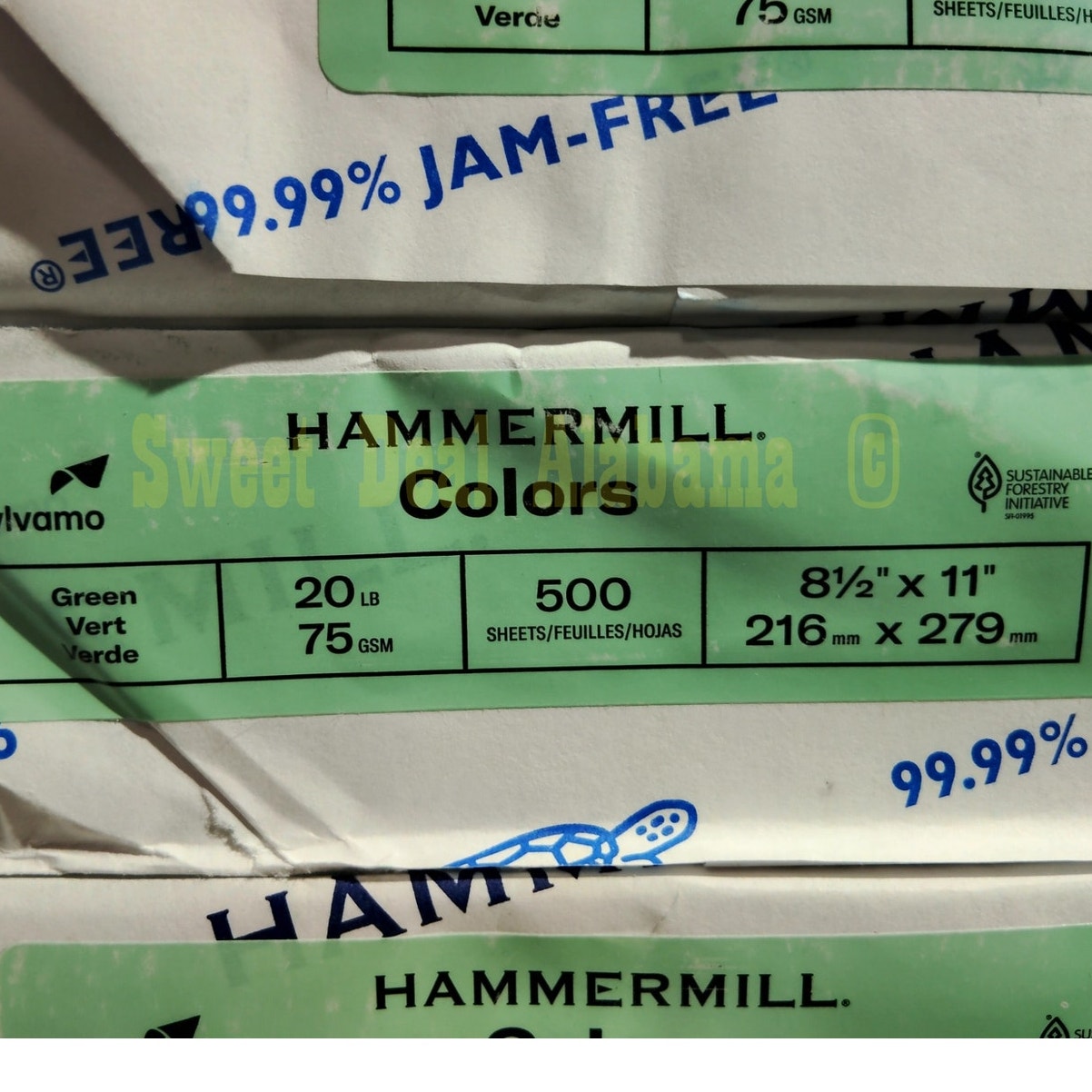 3 Reams, 1500 Pages, Hammermill Pastel Green Multipurpose Paper 20 Lbs. 8.5 X 11
