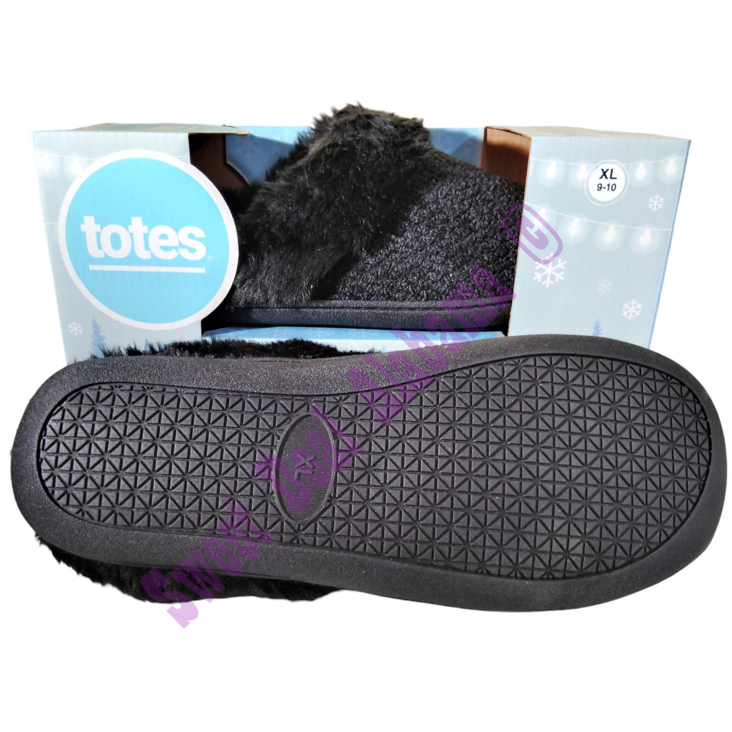 Totes Women's Cozy Slippers, Memory Foam Slippers, Size XL (9-10) , Black #35106