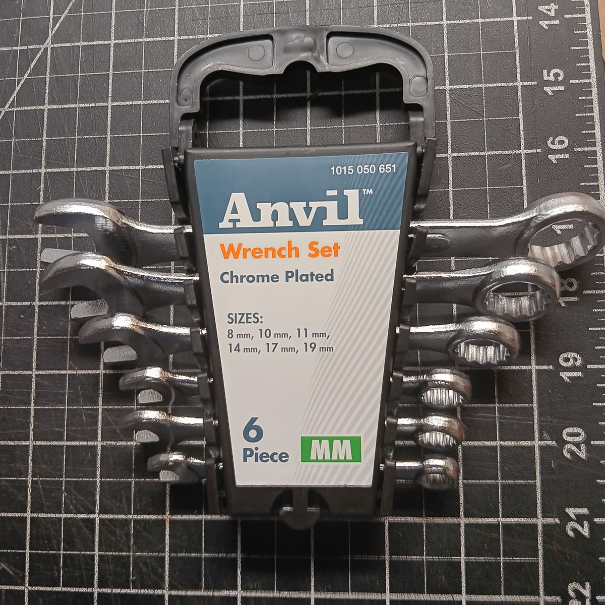 Anvil 6-Piece Metric Combination Wrench Set Chrome Plated 8-19mm w/ Case
