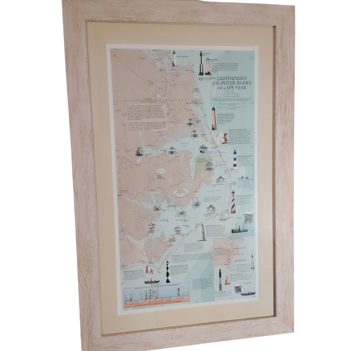 VTG “Graveyard of the Atlantic” NC Lighthouses, Pro-Framed Double‐Matted 20"x11"