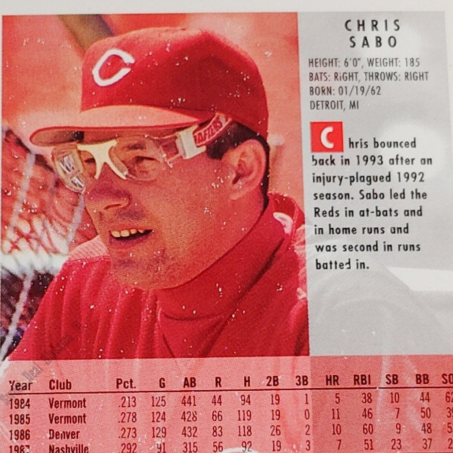 Chris Sabo, Cincinnati Reds, #425, 1994 Fleer Baseball Collector's Card