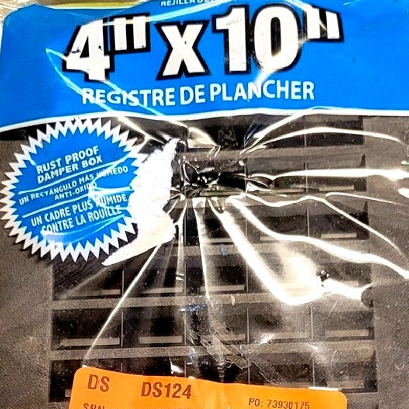 Decor Grates 4 in. x 10 in. Plastic Floor Register, Black, PL410-BLK