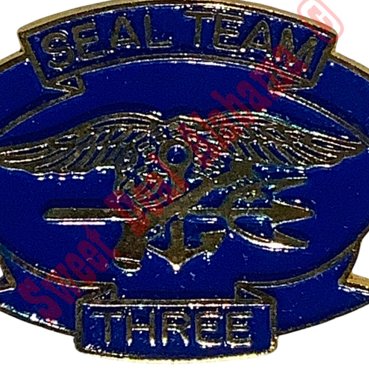 Vintage Navy Seals Team 3 (Three) Hat, Lapel or Tie Pin, 3/4"H x 1"W