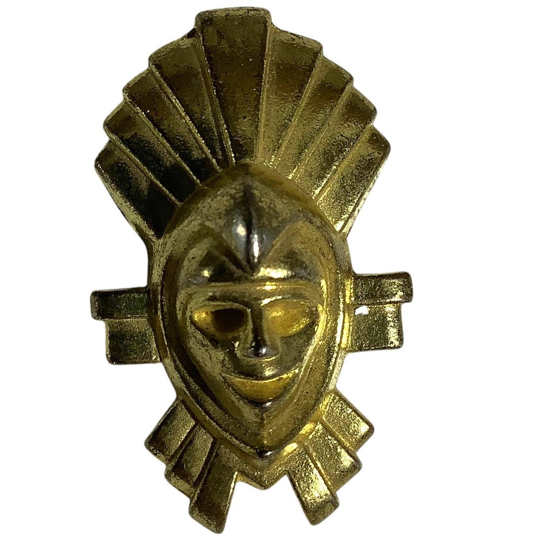 Vintage Aztec Head, Gold Tone, Figurine 1-1/8"H x 1"W