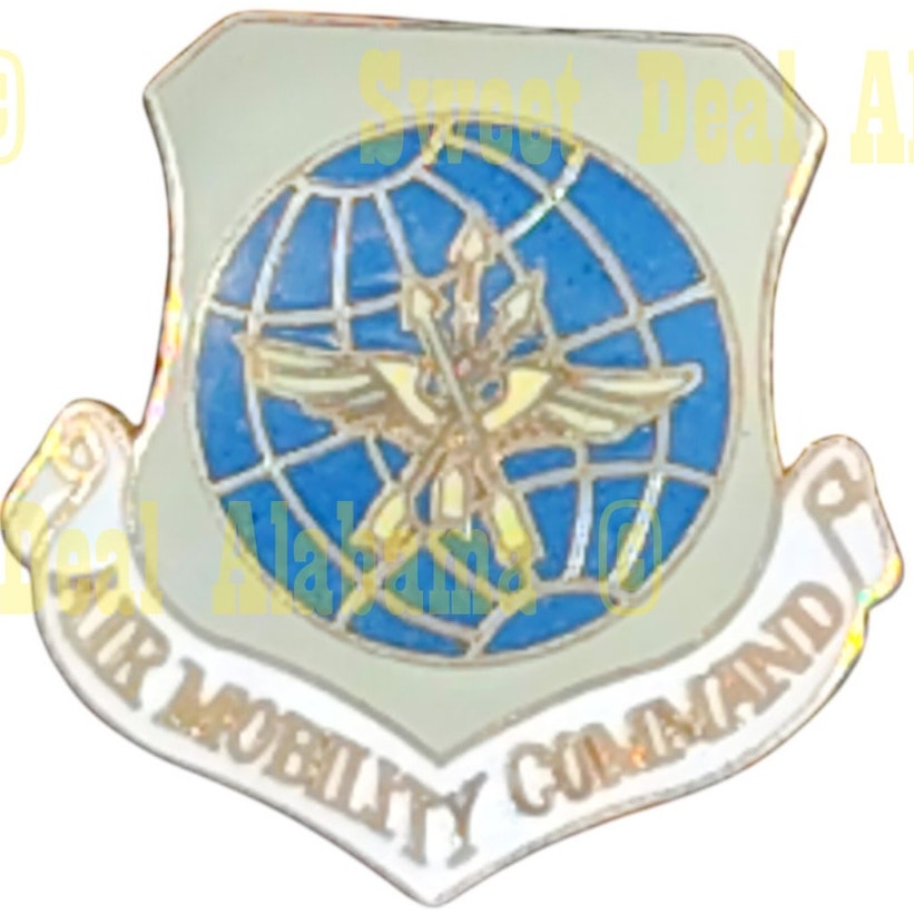 Air Mobility Command Hat, Lapel, Brooch Novelty Collectors Pin 1-1/8"H x 1-1/8"W
