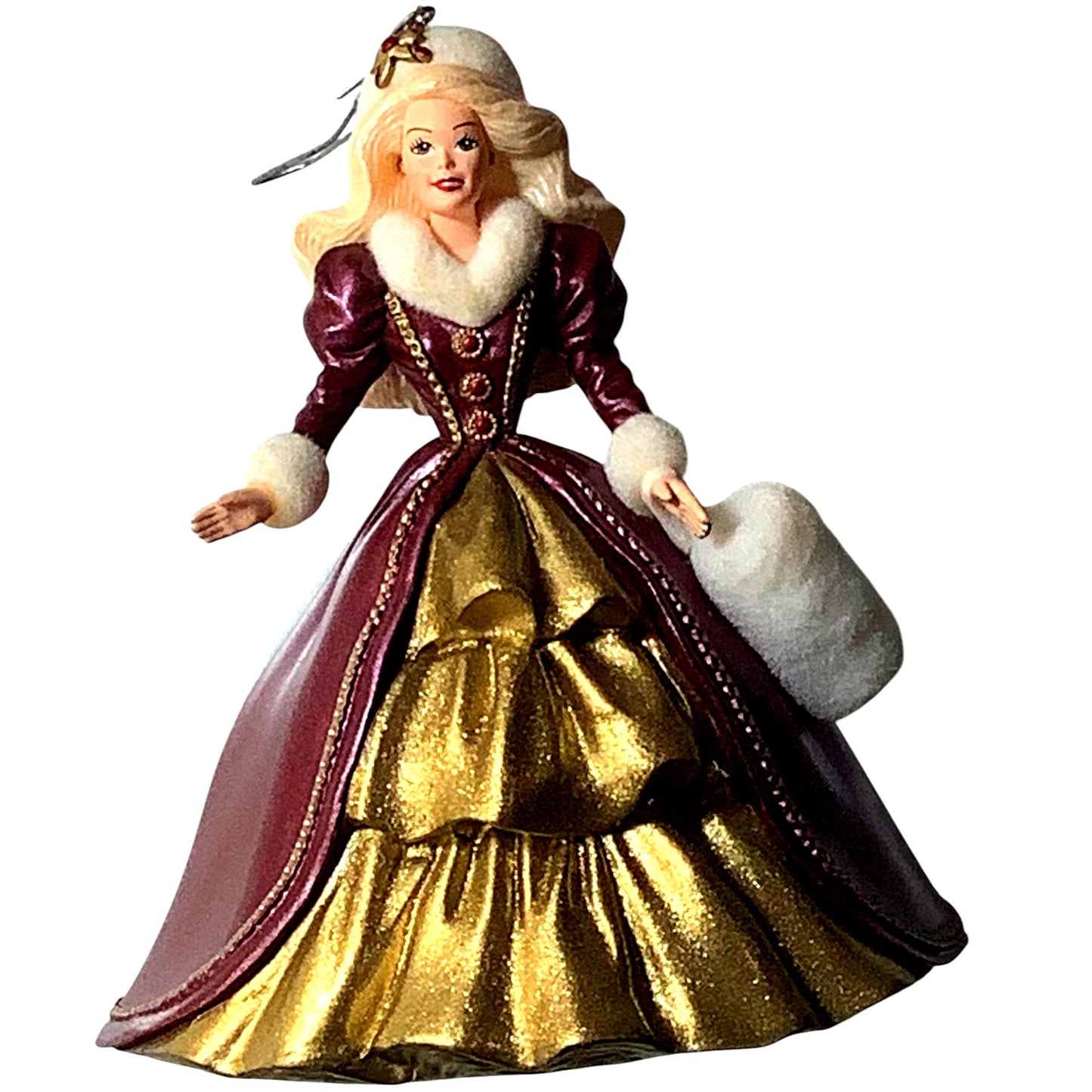 Hallmark 1996 Keepsake Ornament, Holiday Barbie, Red/Gold, 3.5"H x 3"W