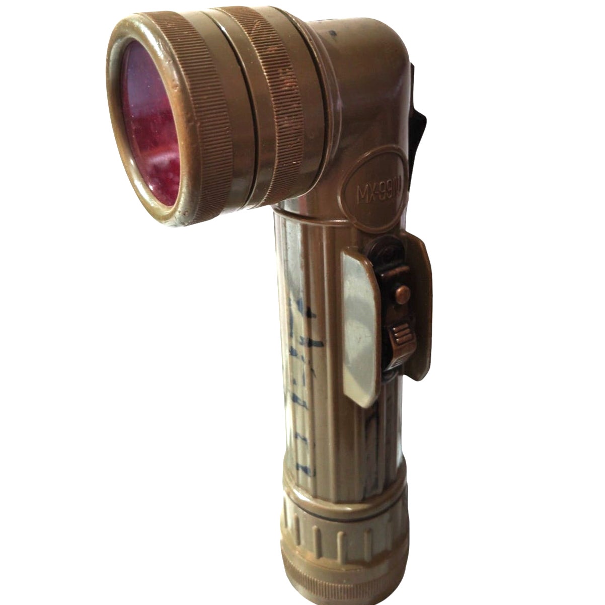Fulton MX-99I/U Military Surplus Flashlight w/ Red, Blue, White Lens, Extra Bulb
