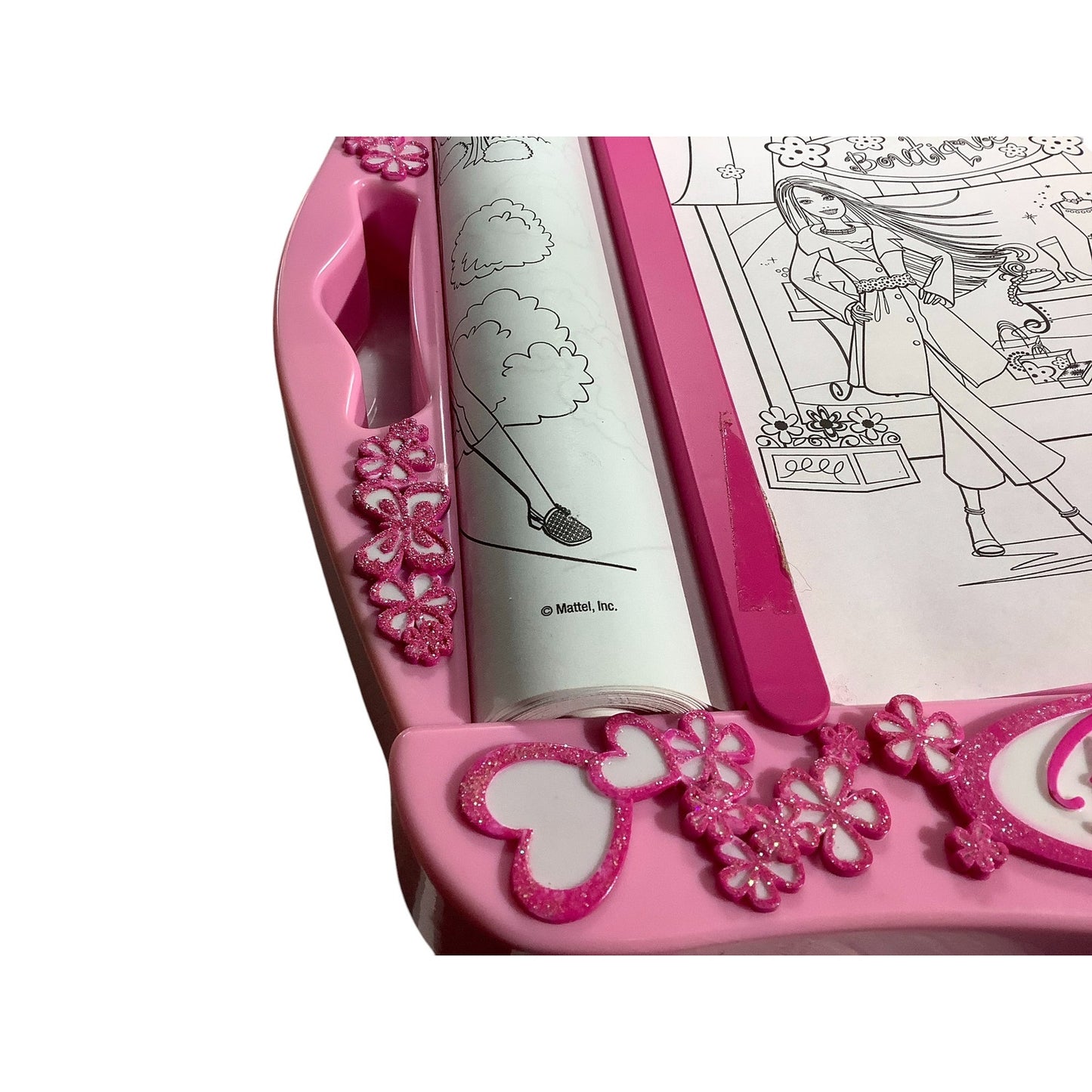 Vintage Barbie Coloring Scroll Board, 10-1/8"H Paper Scroll Included. 14x13x1.5