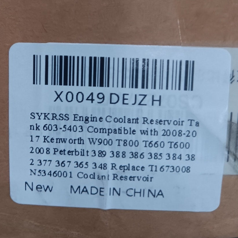 Engine Coolant Reservoir Tank 603-5403 Fit 2008-2017 Kenworth & Peterbilt Models