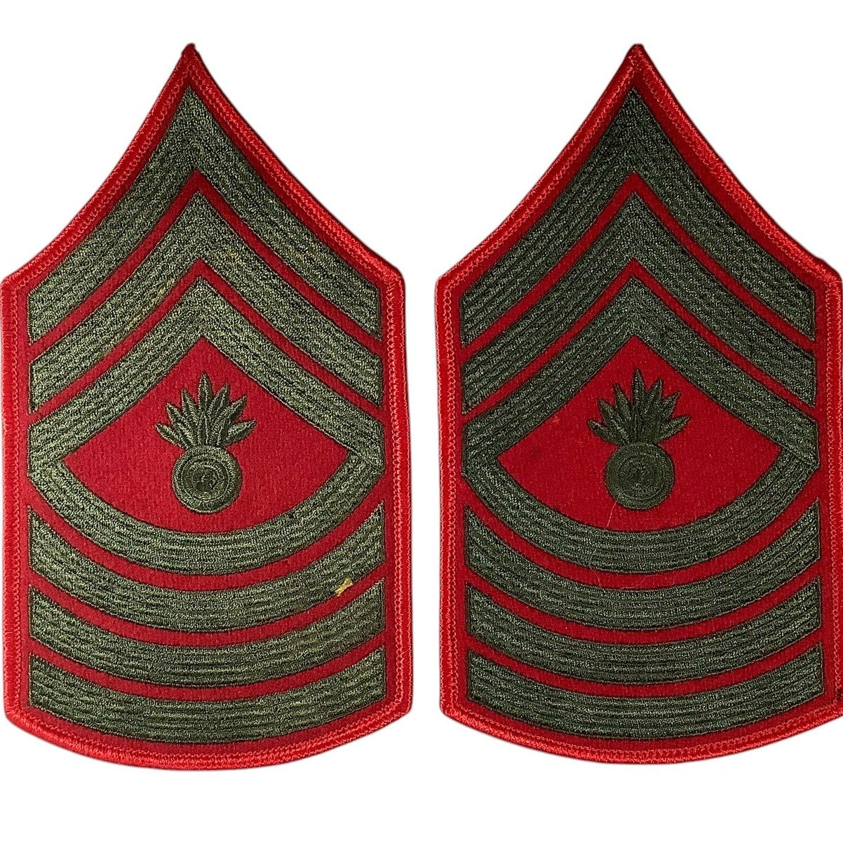 1 Set US Marine Corps Master Gunnery Sergeant, Green/Red, 6-1/4"H x 3-1/2"W