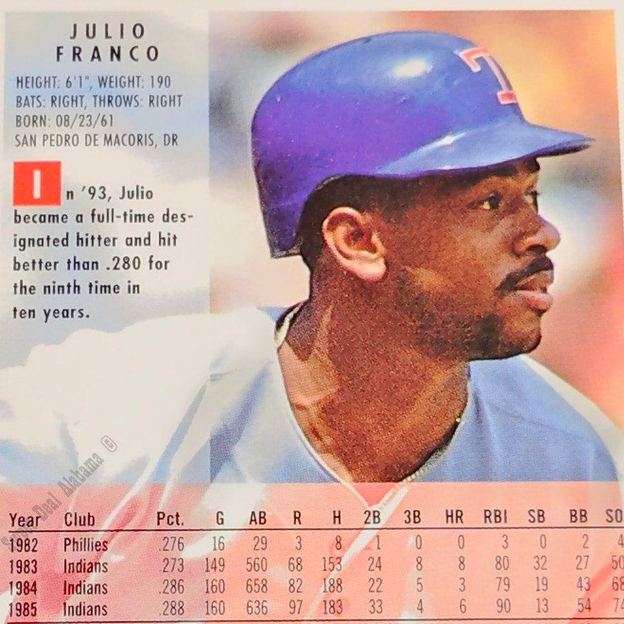 Julio Franco, Texas Rangers, #306, 1994 Fleer Baseball Collector's Card