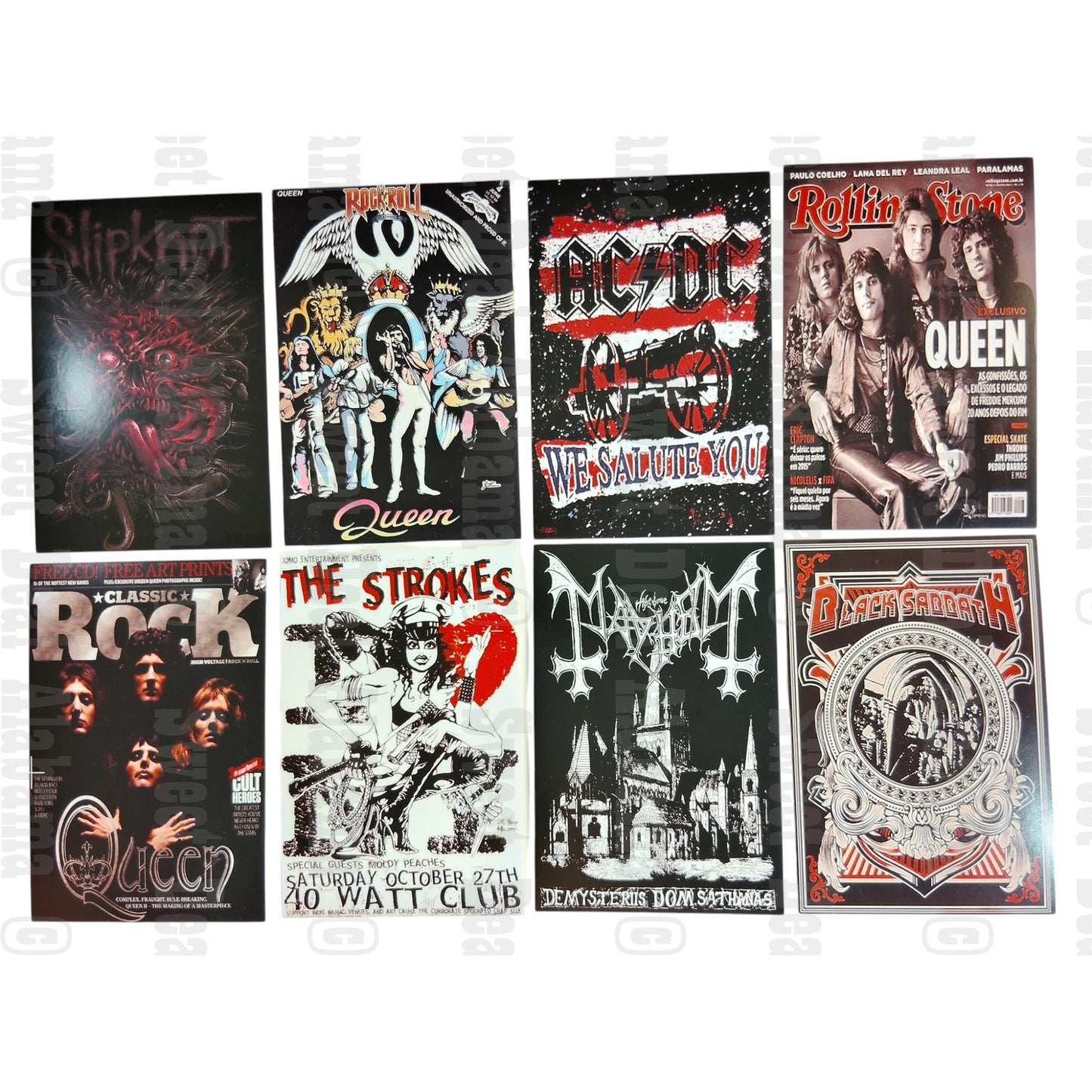 8-Piece Punk Rock Wall Collage Kit - Hip Hop, Rap, Rock & Roll - 6"x4" Posters