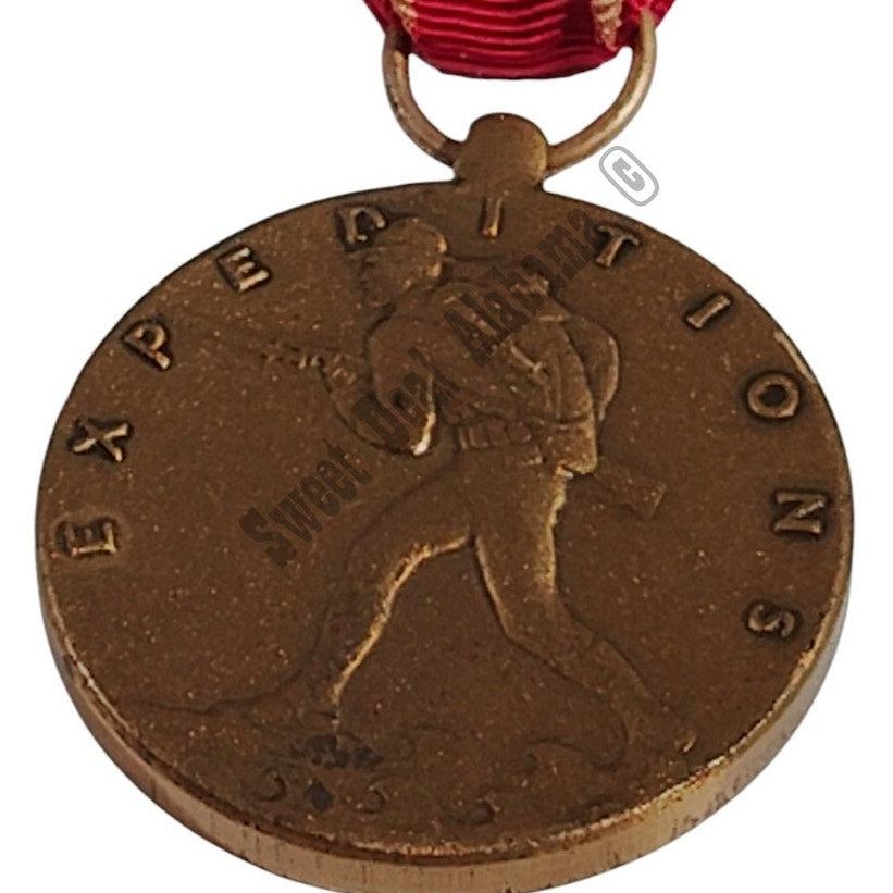 Marine Corps Expeditions Service Medal w/ Pinback, 1-3/8"D x 3"H Overall