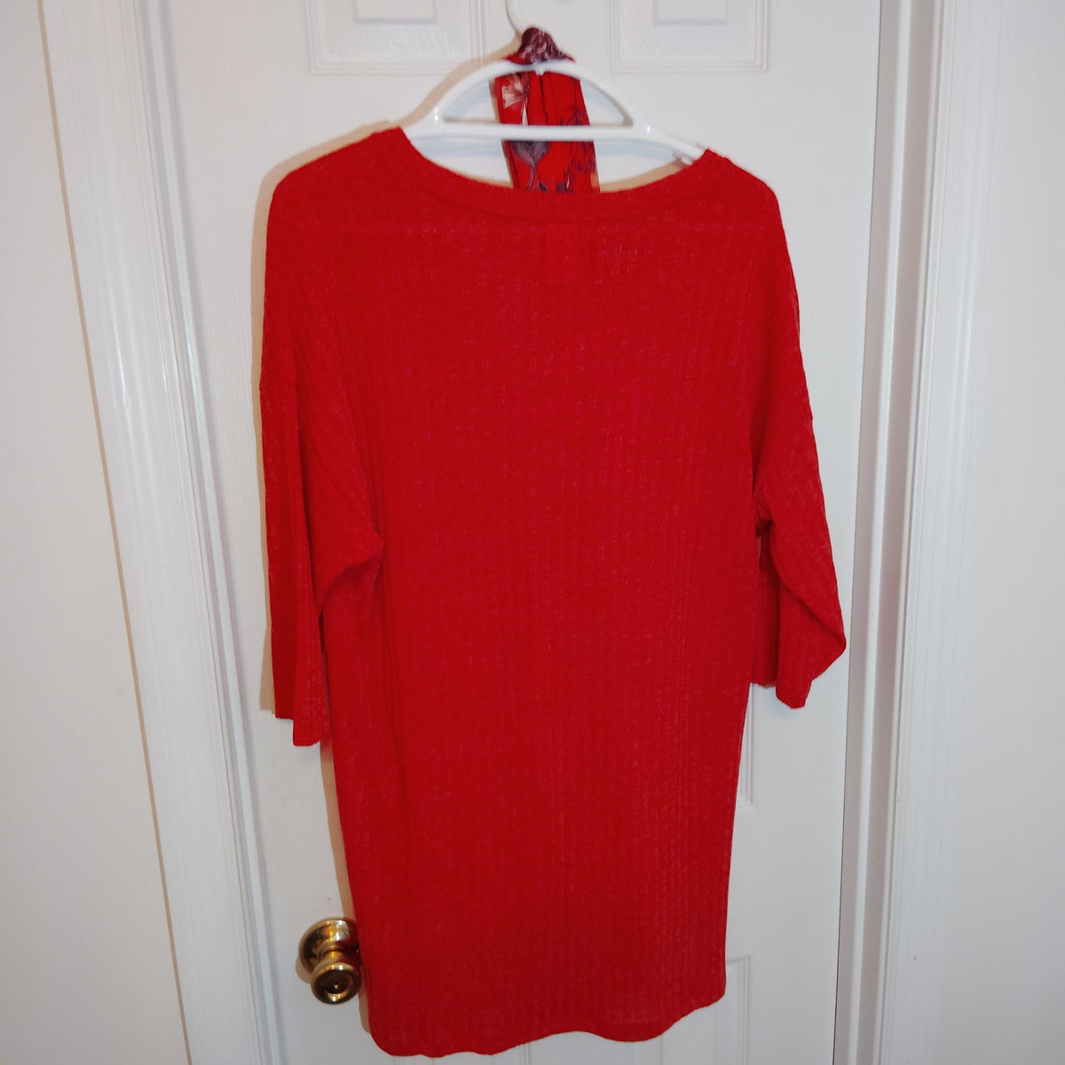 Faded Glory Red Tunic Top & Floral Scarf Set Women’s 1X Excellent Estate Outfit
