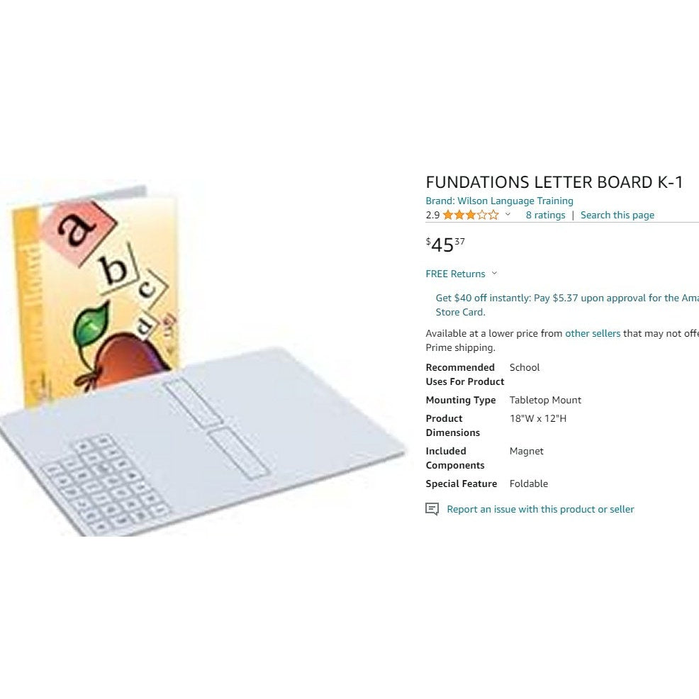 Fundations Letter Board K/1 by Wilson Language Training