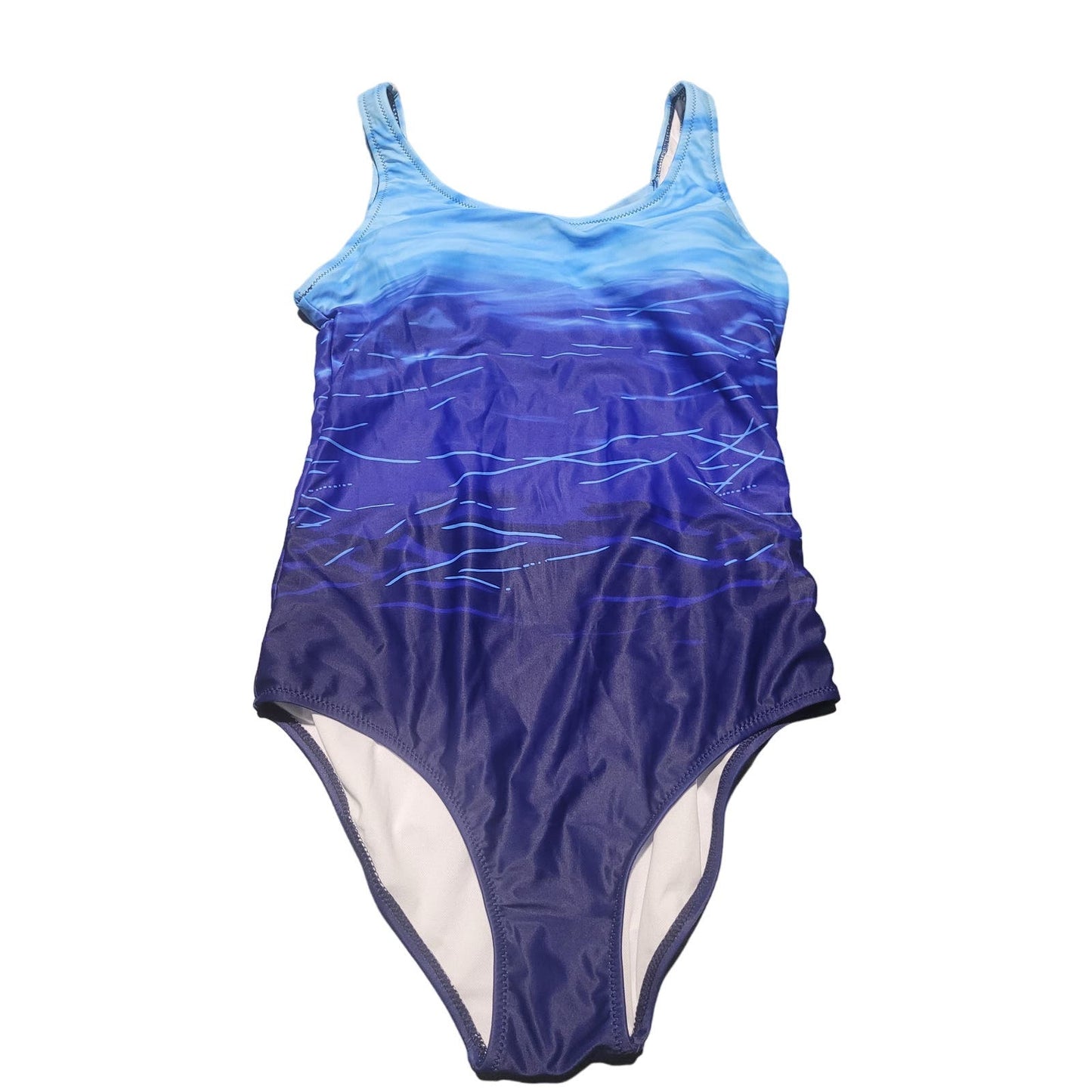 One-Piece Swimsuit Criss Cross Back Cheeky Push Up Sports Monokini, Blue, M