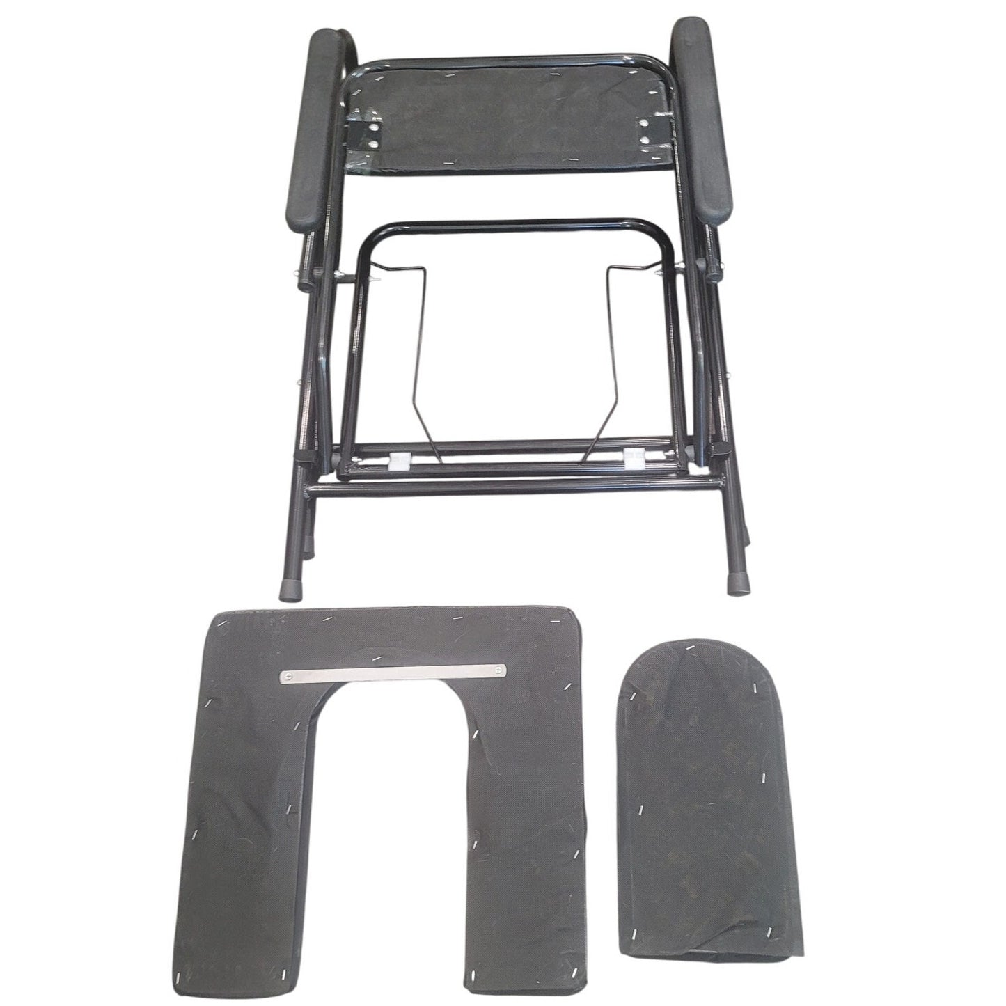 4-in-1 Folding Steel Bedside or Raised Commode, Shower Chair, Black, 330lbs Cap.