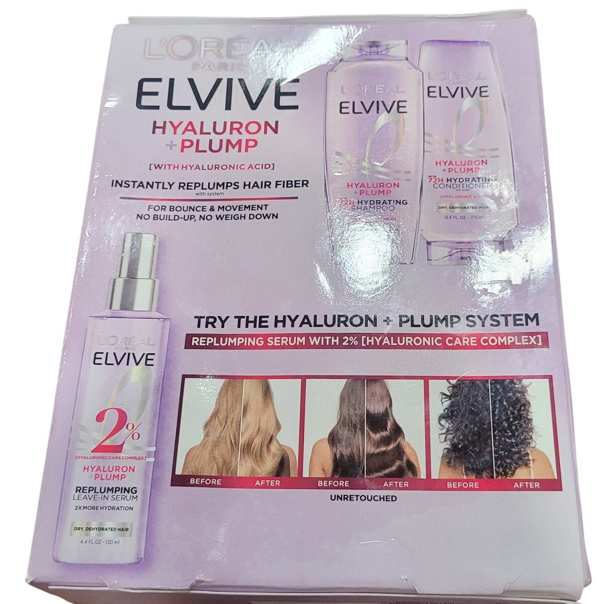 L'Oreal Paris Elvive Hyaluron Plump Shampoo & Conditioner Set – 25.2 fl oz Each