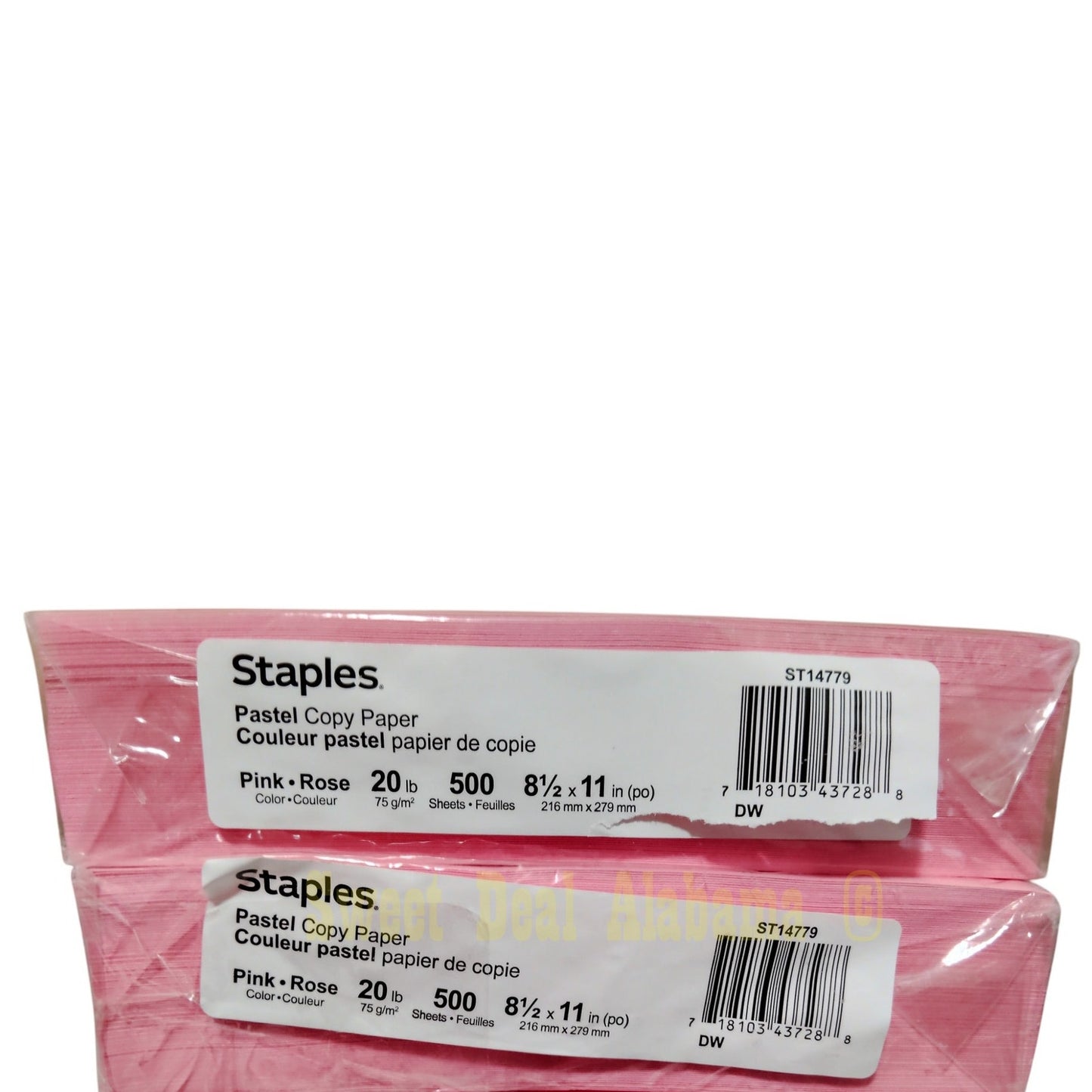 2 Reams, 1000 Pages, Staples Pastel Pink Copy Paper 8-1/2" X 11" No.14779