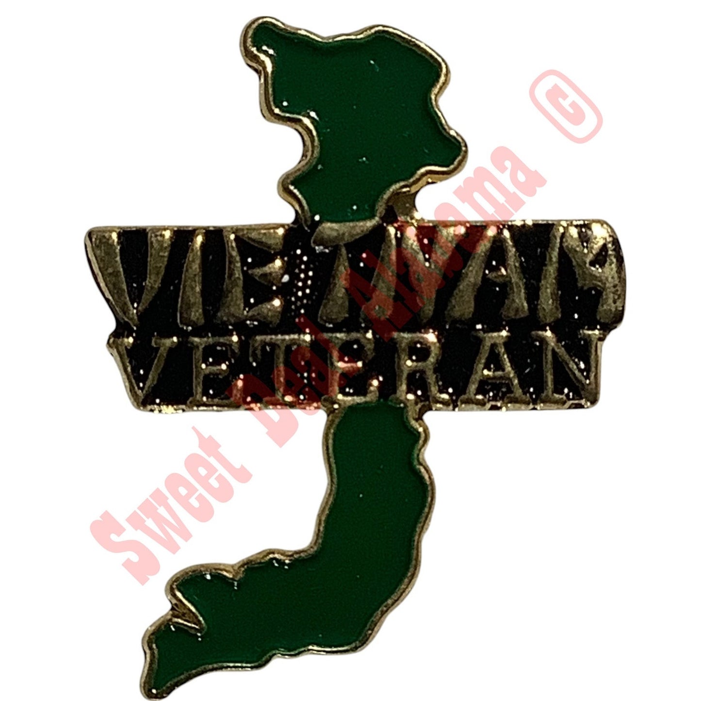 Vietnam Country Outline w/ "Vietnam Veteran"- Hat or Lapel Pin 1-1/4"H x 1"W