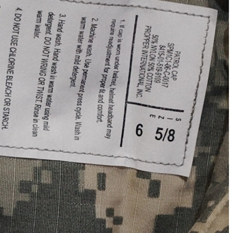 Digital ACU Camo Patrol Cap, Size 6-5/8, Ripstop, Propper International Inc. NWT