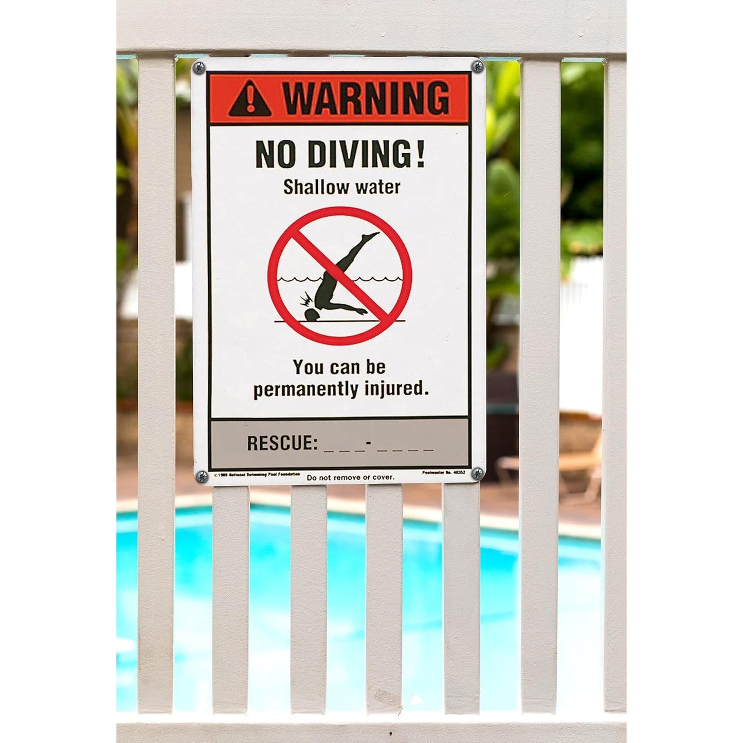 NSPF No Diving Sign – 12"x18" Safety Plaque for Residential/Commercial Pools – All-Weather Plastic