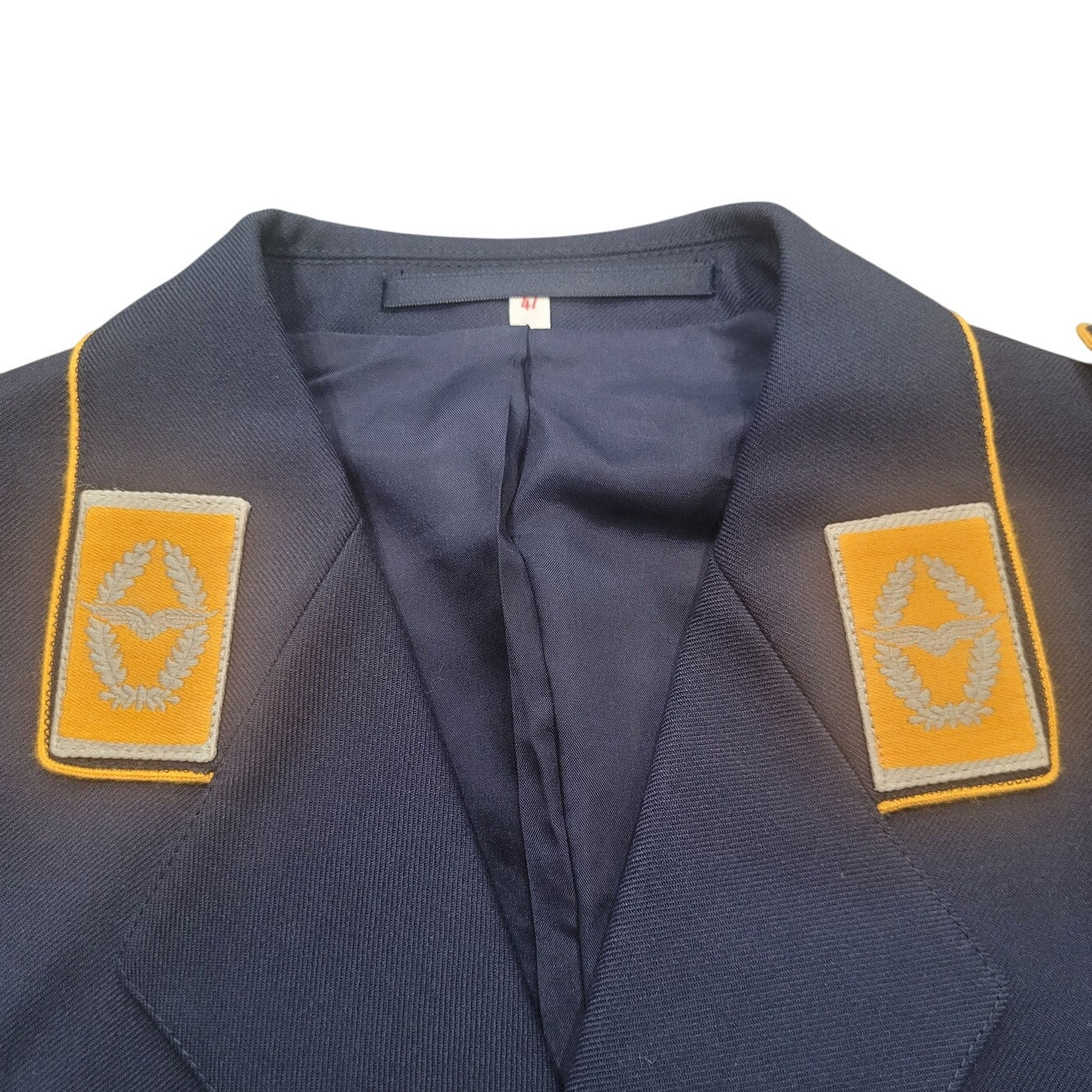 VTG German Air Force Dress Jacket, Cold War Era Germany Size 47 (U.S. 37) Dark Blue, Gold Epaulettes