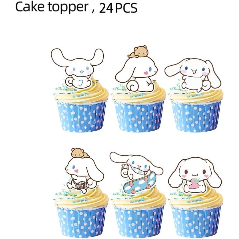 Cinnamoroll Cake & Cupcake Toppers – 25-Pk | Birthday Party Decor, Kawaii Theme