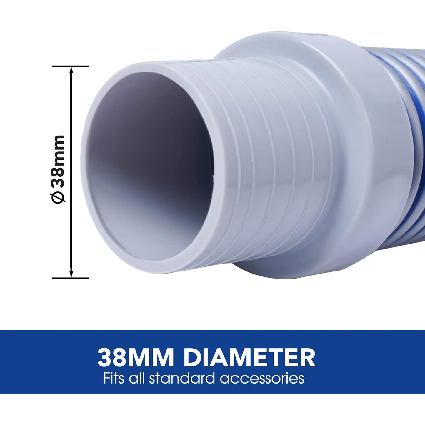 POOLWHALE Pool Vacuum Hose 1.5" 8-Pc Extension Set, Fits Most Automatic Cleaners