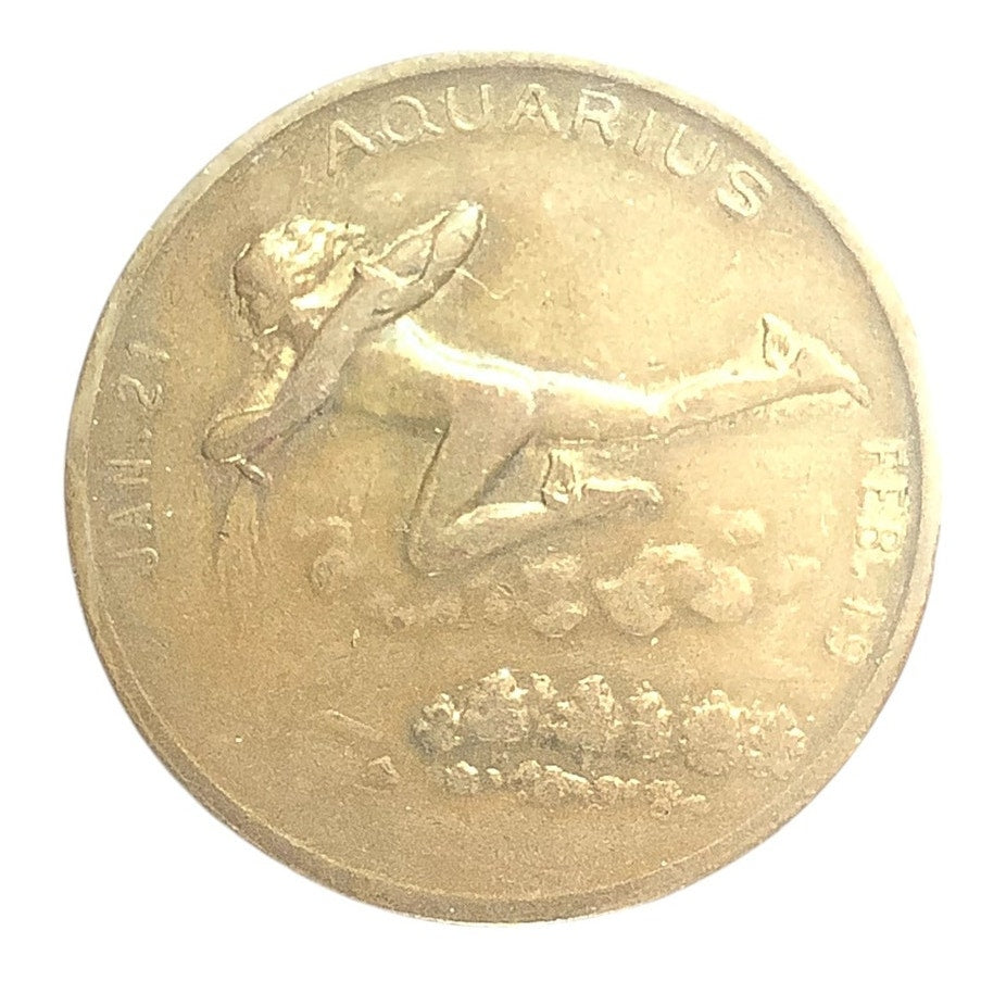 Vintage Good Luck Aquarius Token, Jan 21-Feb19, "You Will Succeed", 15/16"D
