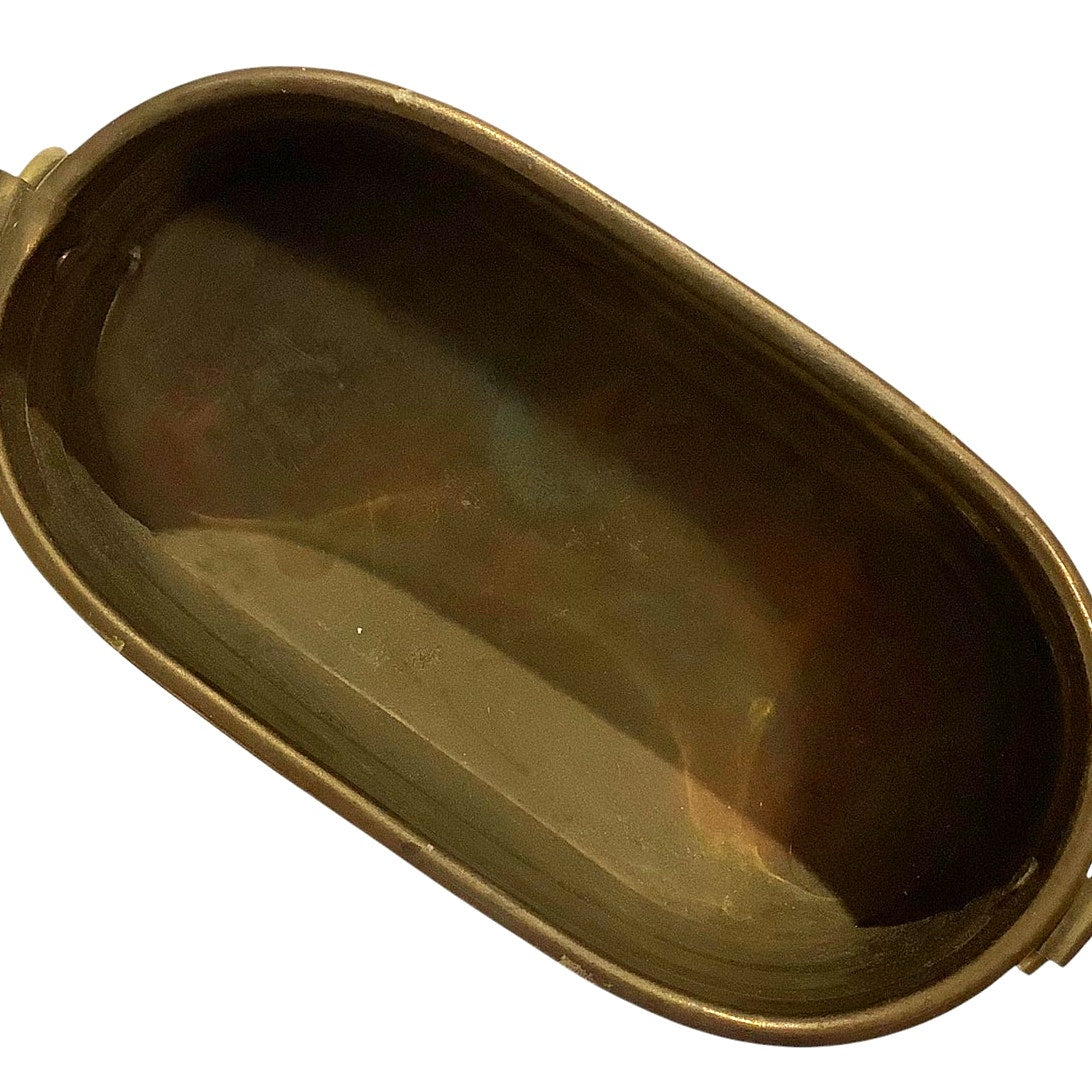 Brass Tub, 5-3/8"L x 3"W x 2"H (Excluding Rings on End) Made in India, EUC