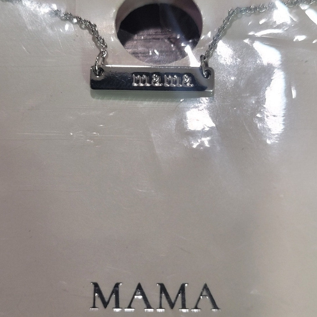 Tiny Tags Silver Plated Mama Bar Chain Necklace - Silver