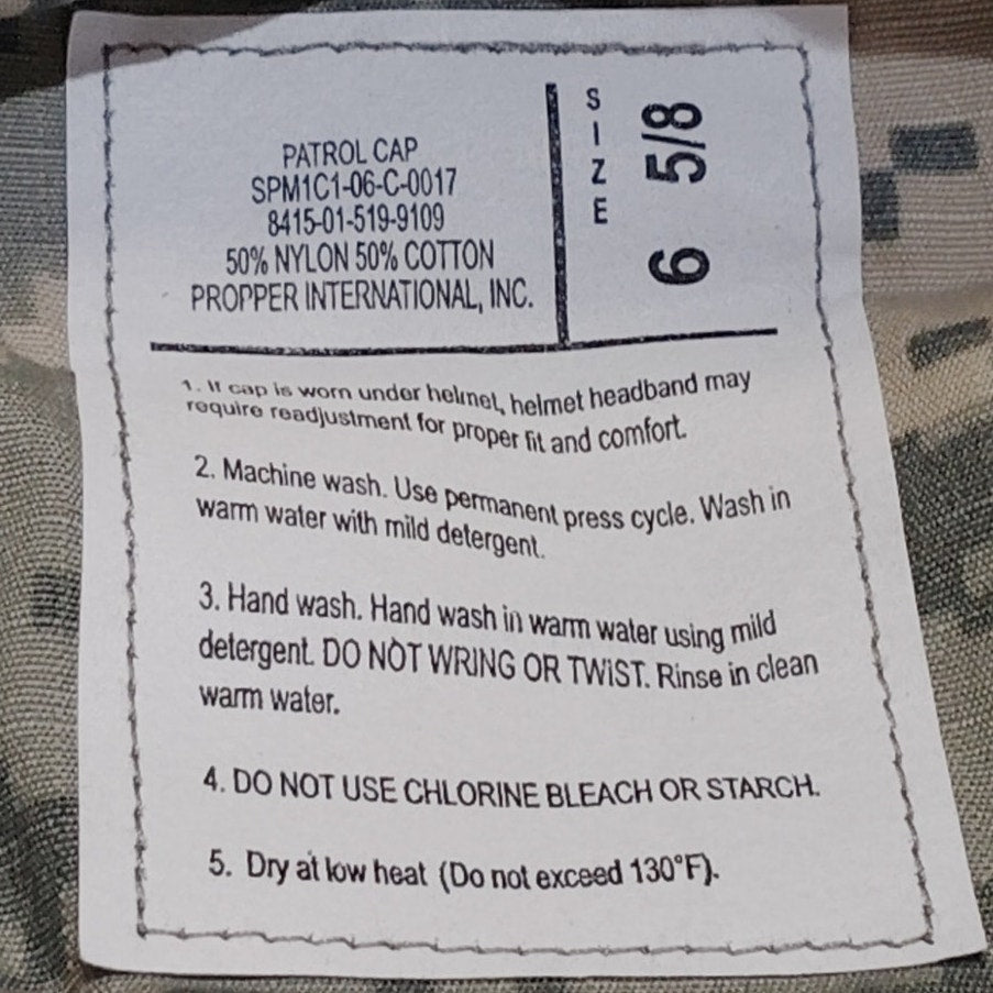 Digital ACU Camo Patrol Cap, Size 6-5/8, Ripstop, Propper International Inc. NWT