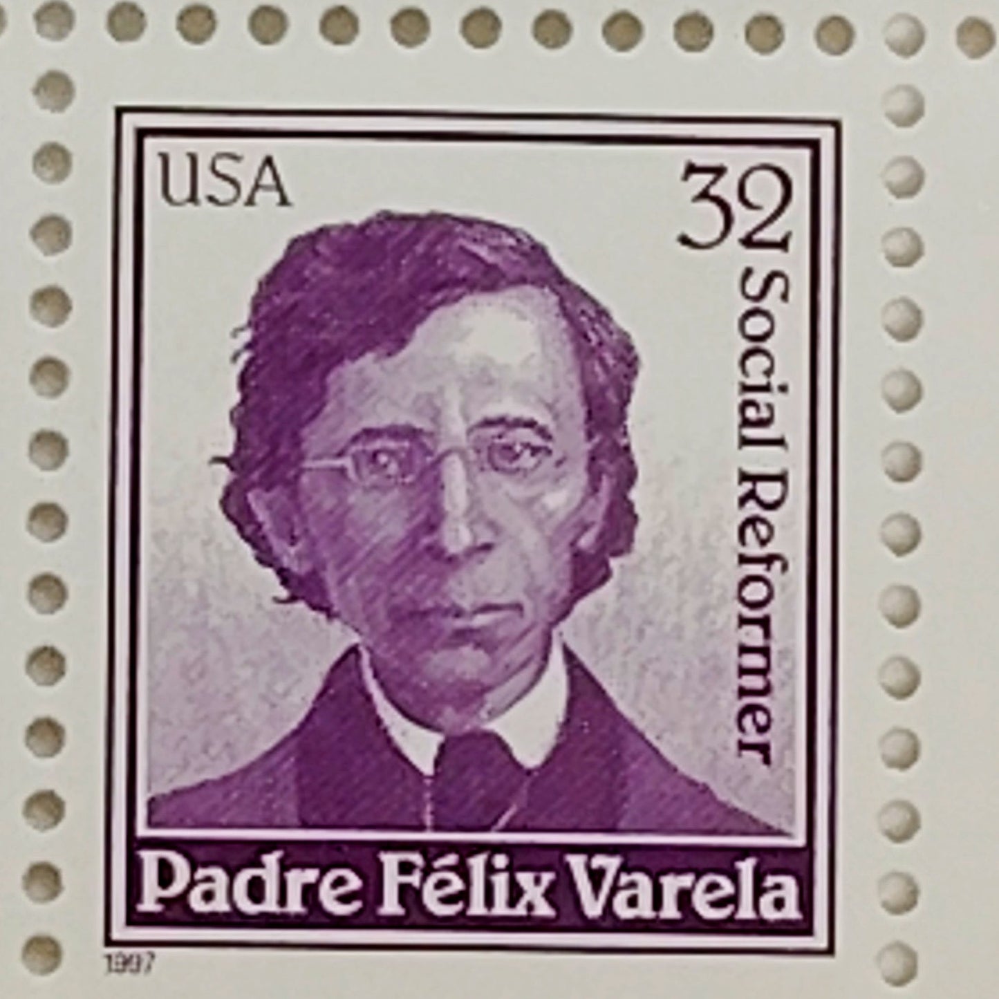 Plate Block of 4 – 1997 USA 32¢ Padre Félix Varela MNH Scott 3166 – Microprint