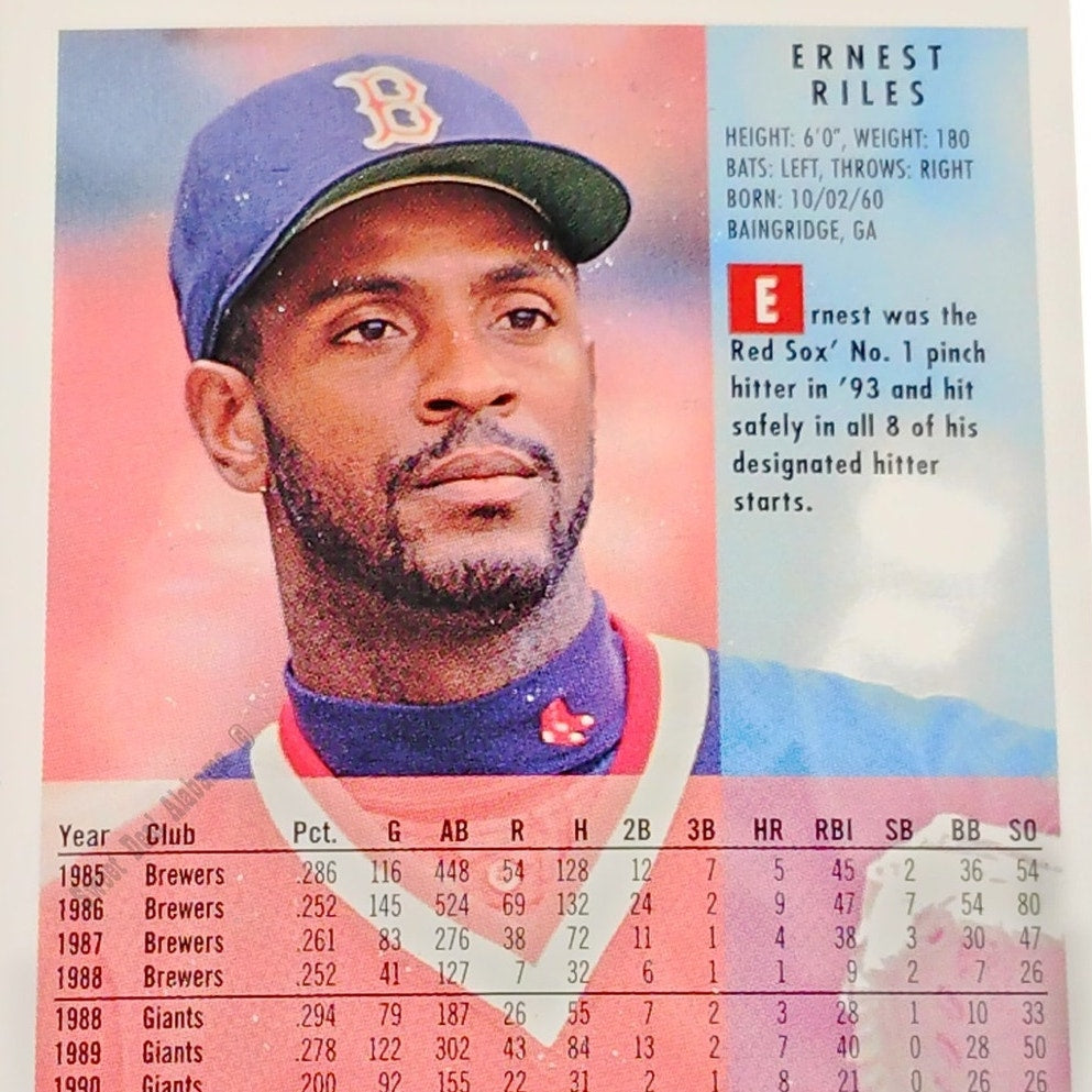 Ernest Riles, Boston Red Sox, #40, 1994 Fleer Baseball Collector's Card